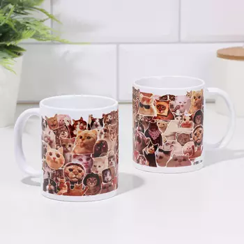 Кружка чайная керамическая "Котики" 320 мл,