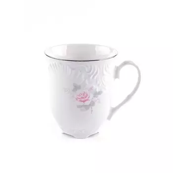 Кружка Cmielow Rococo «Бледные розы, отводка платина», 300 мл