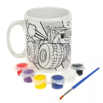 Кружка для росписи «Монстр Трак», 6 акриловых красок, кисточка