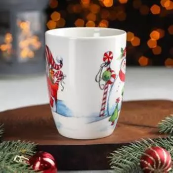 Кружка Доляна «Довольный снеговик», 350 мл