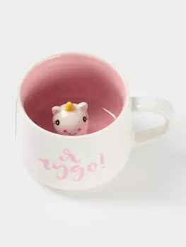 Кружка Доляна «Единорожка», 360 мл, керамика, белая, розовая