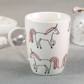Кружка Доляна «Единорожки», 350 мл, фарфор, белая