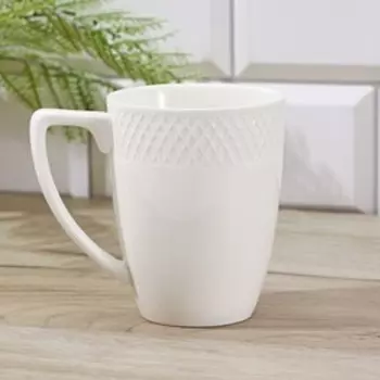 Кружка фарфоровая Доляна «Эстет», 300 мл, цвет белый