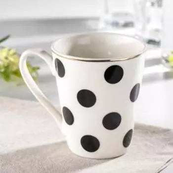 Кружка Доляна «Круги», 350 мл, фарфор, белая