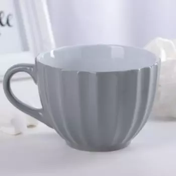 Кружка керамическая Доляна «Ноэми», 430 мл, цвет серый