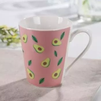 Кружка Доляна «Озорной авокадо», 320 мл, фарфор, розовая
