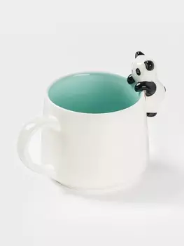 Кружка Доляна «Пандочка», 400 мл, керамика, белая, бирюзовая