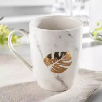 Кружка фарфоровая Доляна «Папоротник», 350 мл