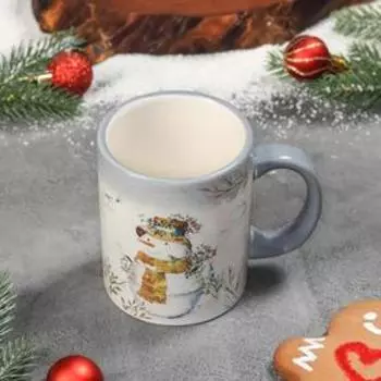 Кружка Доляна «Рождественский снеговик», 300 мл, цвет белый