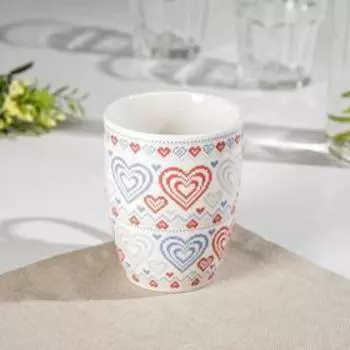 Кружка фарфоровая Доляна «Сердца», 350 мл, цвет белый