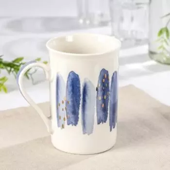 Кружка фарфоровая Доляна «Шум дождя», 300 мл, цвет белый и синий