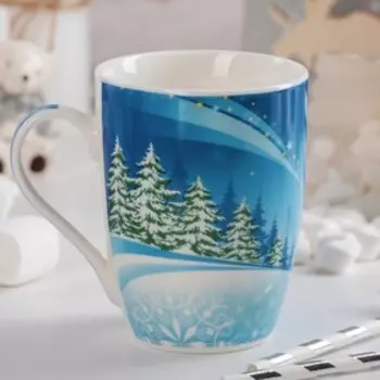 Кружка фарфоровая Доляна «Снеговики. Сын и отец», 350 мл