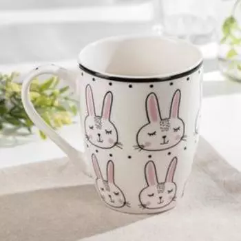 Кружка Доляна «Зайчата», 350 мл, 12×8,4×10,5 см