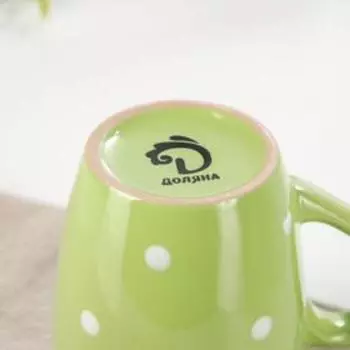 Кружка Доляна «зелёное Горох», 360 мл, керамика, зелёная