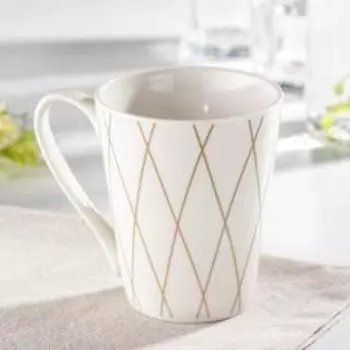 Кружка Доляна «Золотая нить», 320 мл, фарфор, белая