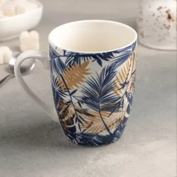 Кружка Доляна «Золотистая ветвь», 350 мл, фарфор