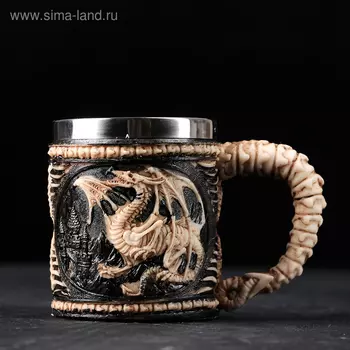 Кружка средневековая «Дракон. Хэллоуин», 400 мл, нержавеющая сталь, чёрная