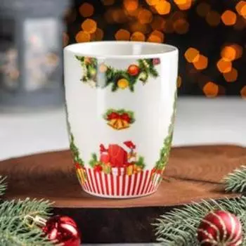 Кружка фарфоровая Доляна «Новый год. Ёлочка», 350 мл