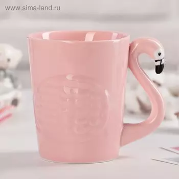 Кружка керамическая «Фламинго», 370 мл, цвет розовый