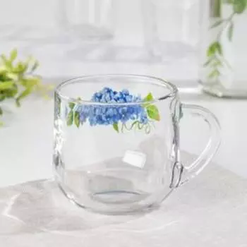 Кружка стеклянная «Гортензия», 300 мл