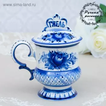 Кружка гжель «Гжельская», бело-синий,керамика,