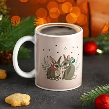 Кружка-хамелеон Доляна «Кролики любовь», 350 мл