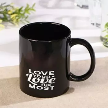 Кружка - хамелеон Доляна «Моя любовь», 350 мл, керамика, чёрная