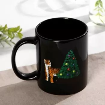 Кружка-хамелеон Доляна «Тигр у ёлки», 350 мл