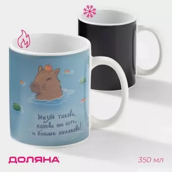 Кружка - хамелеон керамическая Доляна «Такова жизнь», 350 мл, белая, небольшие дефекты