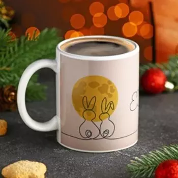 Кружка-хамелеон «Кролики под луной», 350 мл