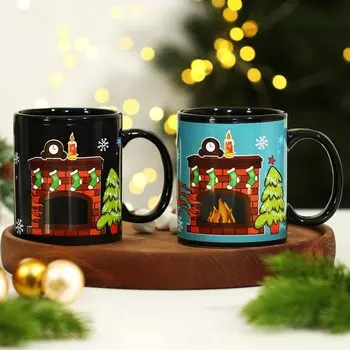 Кружка-хамелеон керамическая «Зажигай», 350 мл, цвет чёрный