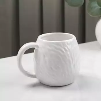 Кружка Доляна «Ёжик в золотом», 450 мл, доломит, белая