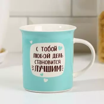 Кружка керамическая «Какао и печенька», 300 мл, цвет голубой