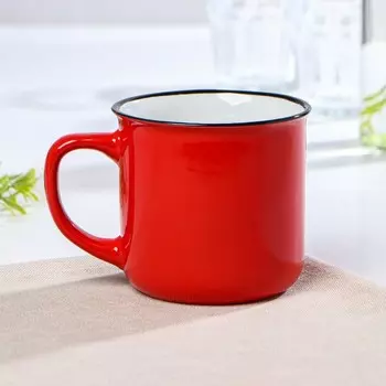 Кружка керамическая Доляна «Эмаль», 340 мл, цвет красный