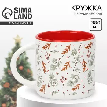 Кружка керамическая новогодняя «Лесная сказка», 380 мл