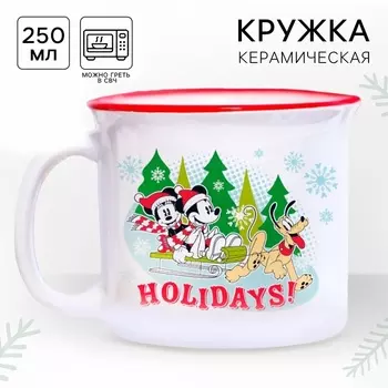 Кружка керамическая новогодняя Holidays, Микки Маус и друзья, 250 мл