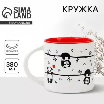Кружка керамическая «Панды», 380 мл, цвет белый