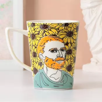 Кружка керамическая «Подсолнухи», 420 мл, цвет жёлтый