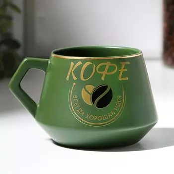 Кружка керамическая «Кофе», 320 мл, цвет зелёный
