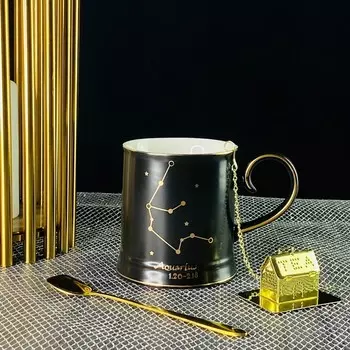 Кружка Lenardi «Знаки зодиака. Водолей», с ложкой и фильтром, 360 мл