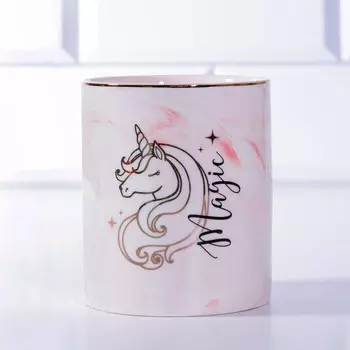 Кружка "Magic", розовый мрамор 8 х 9,5 см