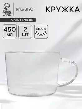 Кружка Magistro «Кап», 450 мл,13107.8 см, боросиликатное стекло, прозрачная