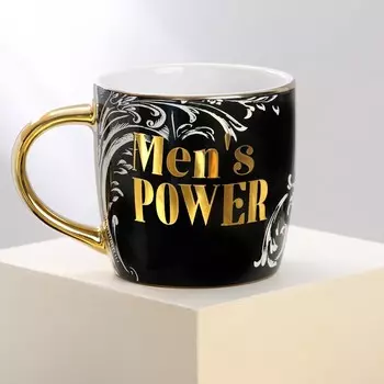 Кружка керамическая Men's power, 300 мл, чёрная