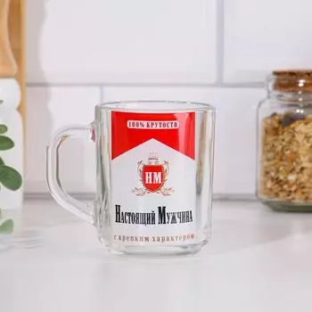 Кружка чайная стеклянная «Настоящий мужчина» 200 мл