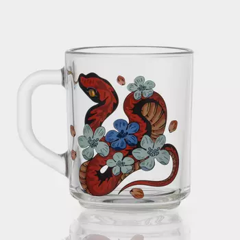 Кружка ОСЗ «Цветы и змеи», 200 мл, стекло, рисунок МИКС