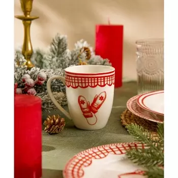 Кружка новогодняя SL Home «Прекрасное время», 400 мл, 910 см, фарфор, белая