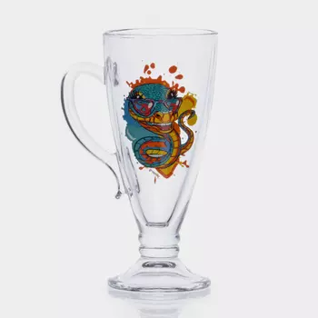 Кружка для чая и кофе, 250 мл, стекло, рисунок МИКС