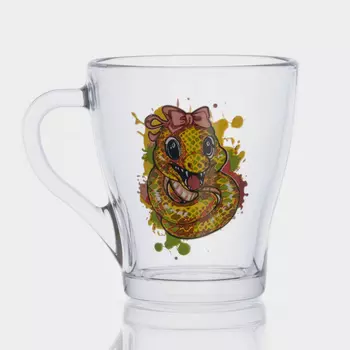 Кружка для чая, 250 мл, стекло, рисунок МИКС