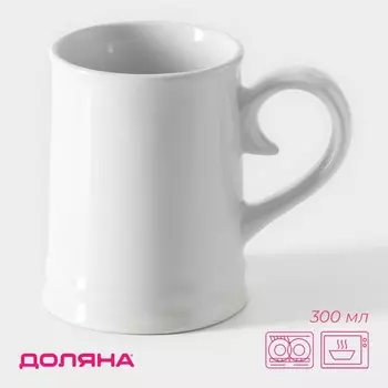Пивная кружка Доляна, 300 мл, 12810.3 см, керамика, белая
