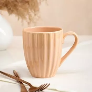 Кружка "Ребристая", бежевая, керамика, 0.4 л